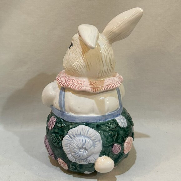 VTG 1991 Fitz Floyd Ceramic Bunny Rabbit Lidded Jam Jar Spring Easter Taiwan - Picture 5 of 8